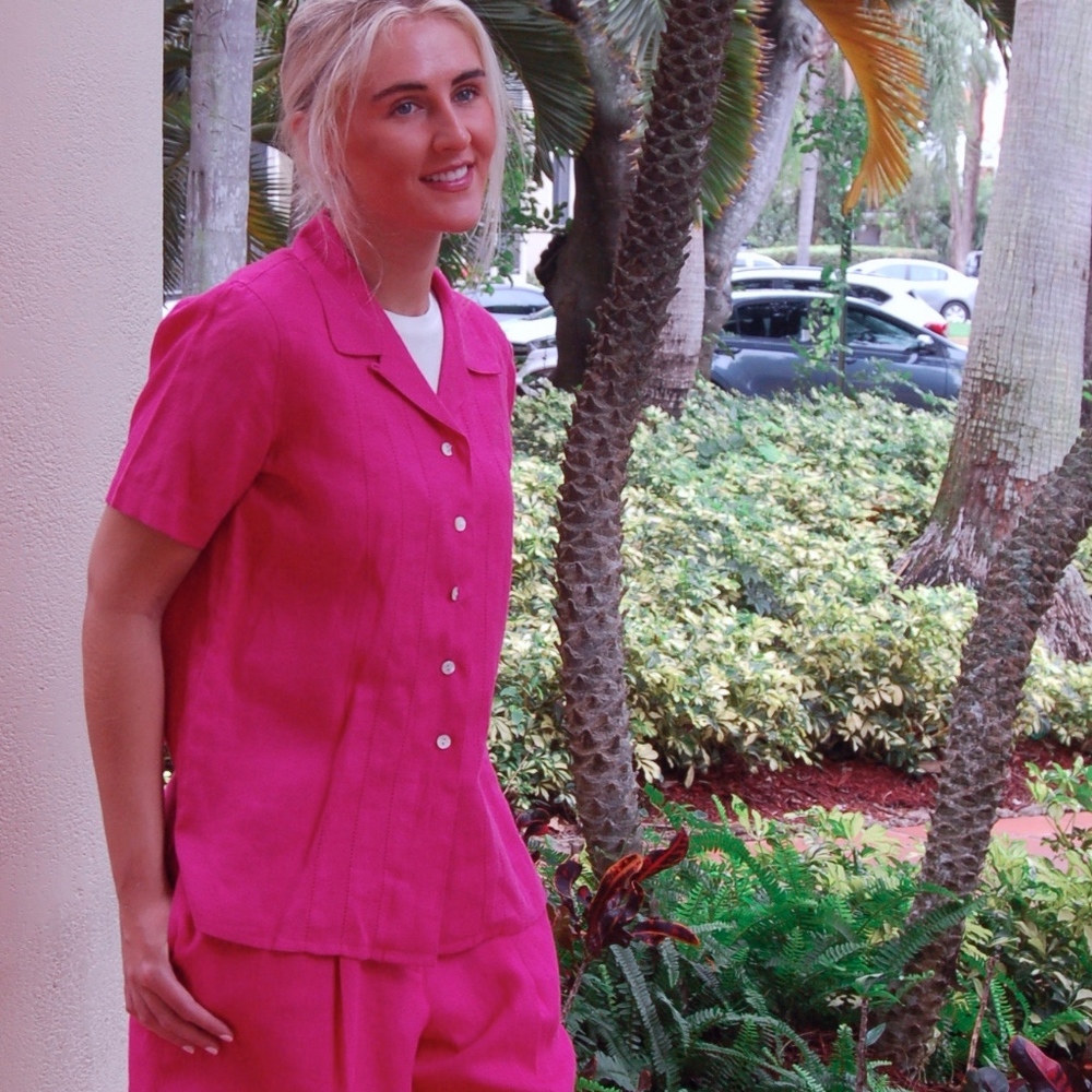 Talbots Irish Linen Pink Leisure Suit (TOP ONLY)